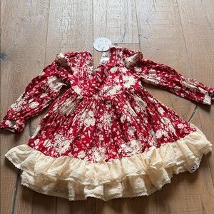 SweetHoney Red and Cream Floral Dress